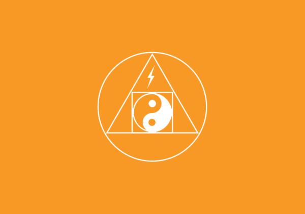 Sacred Electrical logo icon on orange background